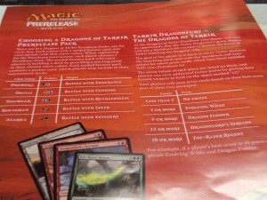 An advisory sheet explaining the Dragons of Tarkir prerelease packs and the rules of Tarkir Dragonfury.