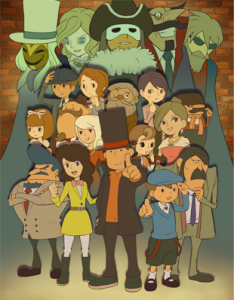 Professor Layton Royale, Nintendo, 2011. A picture of the cast.