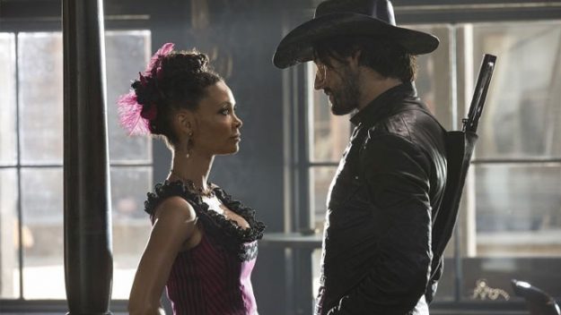 Thandie Newton and Rodrigo Santoro in HBO's Westworld