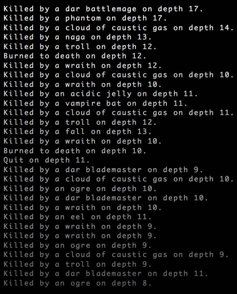 List of deaths in the roguelike Brogue