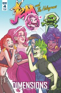 Jem and the Holograms Dimensions 4 Cover B. Tasty Written by Sina Grace. Drawn by Hannah Templer. Jemojis Written by Kevin Panetta. Drawn by Abby Boeh. IDW Publishing. 7 March 2018