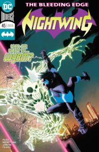Nightwing fighting an electric monster