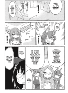 Page from Mononoke Sharing, Vol. 1, 2018, where the mononoke show their monster nature to a disbelieving Yata.