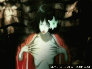 Gif of scene from Ghost in the Shell 2: Innocence, Mamoru Oshii, Production IG, 2004. Gynoid self-destructs