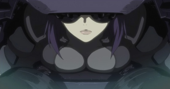 The Major's confined and bursting bosom, Motoko Kusanagi, Ghost in the Shell: Stand Alone Complex, episode 2, Production IG, 2002