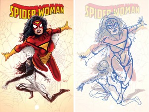 Karine Charlebois. Less Tits N’ Ass, More Kickin’ Ass. August 20, 2014. Tumblr. Spider-Woman. Milo Manara. Variant Cover. Marvel.
