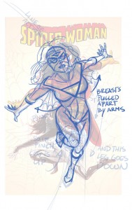 Karine Charlebois. Less Tits N’ Ass, More Kickin’ Ass. August 20, 2014. Tumblr. Spider-Woman. Milo Manara. Variant Cover. Marvel.