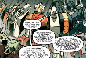 Chromedome doing his thing in IDW Publishing's More Than Meets the Eye #3. Script by James Roberts, art by Alex Milne, colors by Josh Burcham, letters by Shawn Lee.