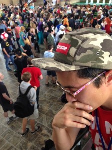 A picture of my boyfriend that accurately summarizes our feelings on the last day of the Con, if not just the universal experience of all working professionals who must attend such events.