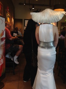 A thing I love about Cons: standing behind things like this at Starbucks.