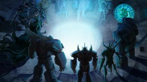The Thirteen surround the Well of All Sparks. Screen capture from the Transformers: Prime cartoon episode "One Shall Rise, Part 1". © 2011 Polygon Pictures and Hasbro.