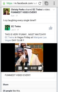 Goat Impression of Arab. Screenshot. Facebook. Christy "C.L." Parks. Sunday September 7th, 2014.