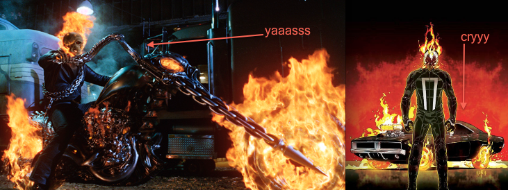 Ghost Rider composite, Marvel Comics, Warner Bros, 2014