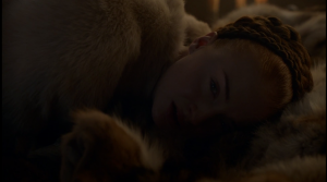 Sansa on bed