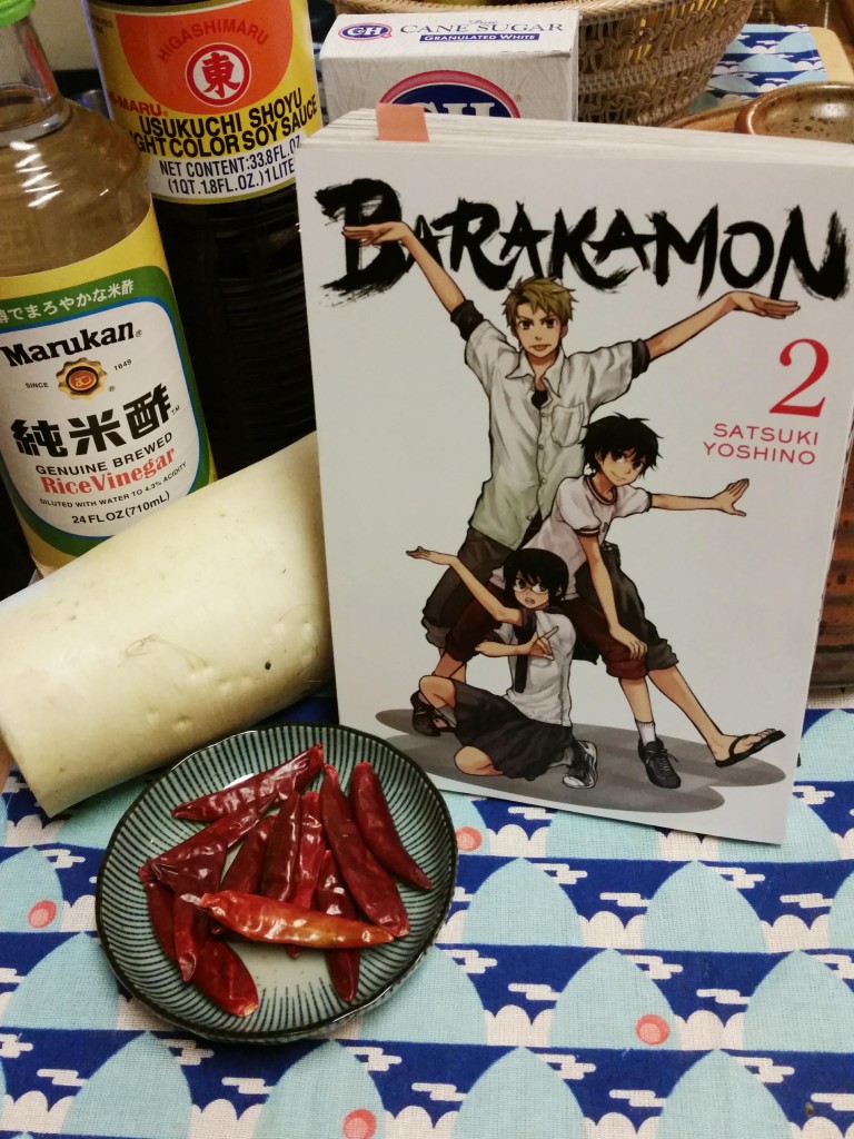 Barakamon vol 2, Yen Press 2015, plus pickle ingredients