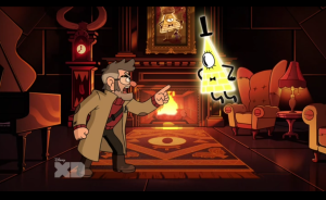 Bill Cipher and Ford Pines face off.