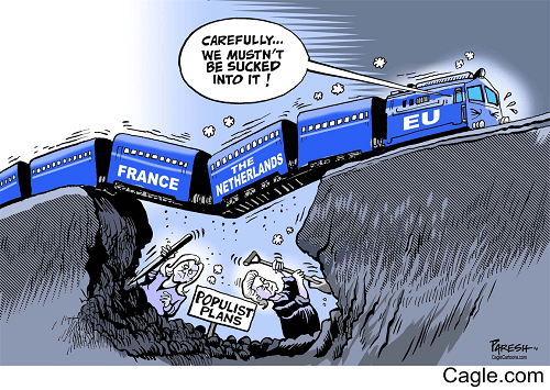 "European Populist plans" by Paresh Nath, "National Herald,"/"Cagle Cartoons," February 27, 2017