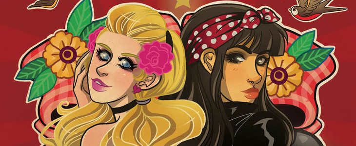 Eva Cabrera's beautiful artwork and impeccable style makes the characters and world of Vixens rich and layered. Betty & Veronica: Vixens issue 1, cover (cropped), by Jamie L. Rotante (script), Eva Cabrera (art), Matt Herms (colours), and Rachel Deering (letters). Archie Comics Publications. November 15, 2017.