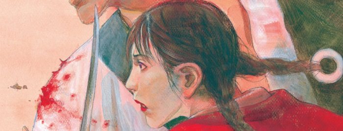 Front cover, Blade of the Immortal. Hiroaki Samura with Tomoko Saito. Written and illustrated by Hiraoki Samura , retouch by Tomoko Saito. Dark Horse Manga, 2018