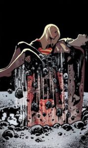 Kara holding Clark in an homage to Crisis on Infinite Earths #7
