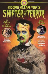 Edgar Allan Poe looking like Frankenstein's monster in Edgar Allan Poe Snifter of Terror #1 (Ahoy Comics, 2018)