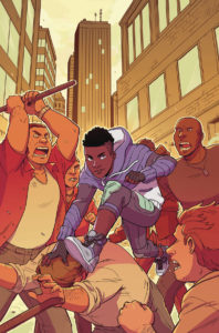 A young boy confidently escapes a mob trying to stop him in Quincredible #1 (Lion Forge, November 2018)