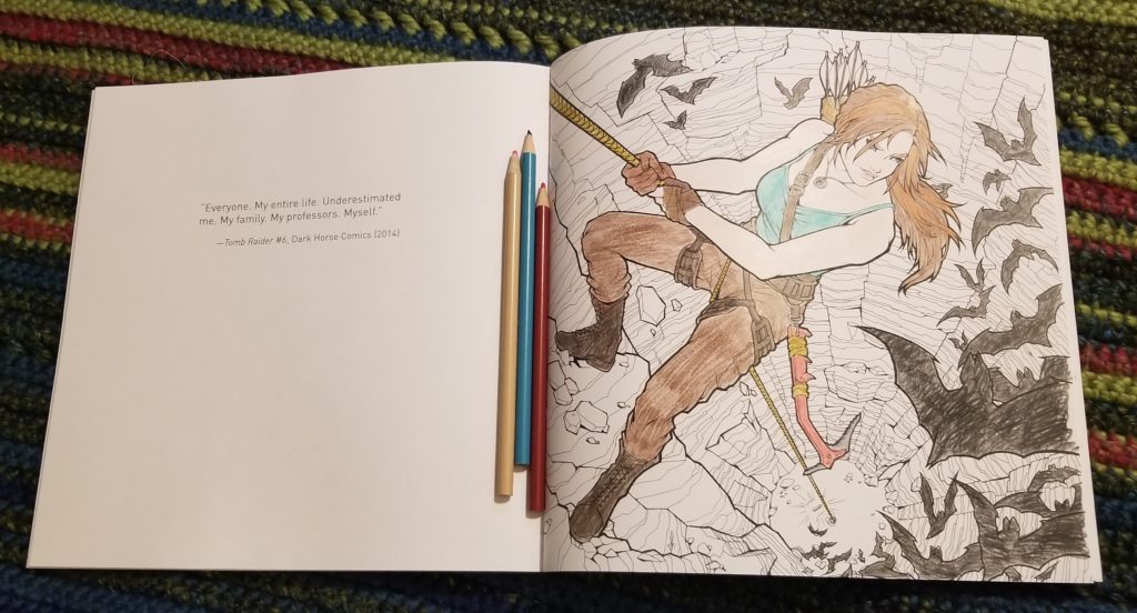 Tomb Raider Coloring Book  Crystal Dynamics (writer), Randy Green (artist), Phillip Sevy (artist), Katie Swindlehurst (artist), Tholia (artist) Dark Horse Comics February 13, 2019