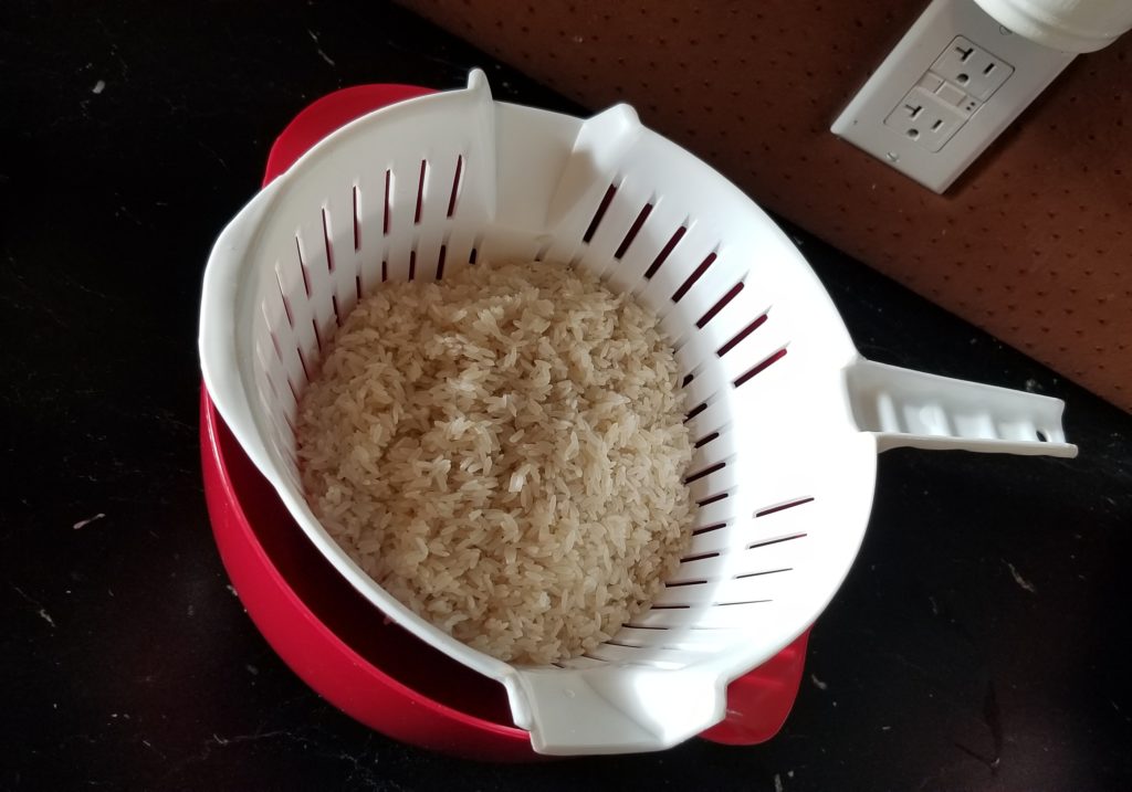 rice in a strainer