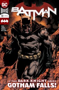 Cover for Batman: Rebirth #72 - A hulking Batman advances towards the viewer, blood dripping from his nose, teeth bared