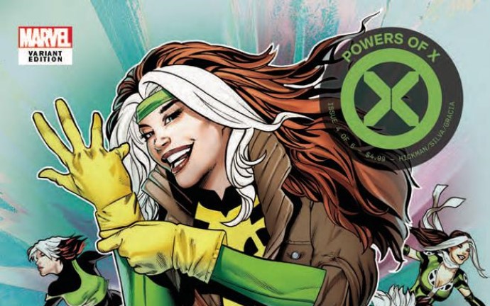 A collage of Rogue in her various costumes