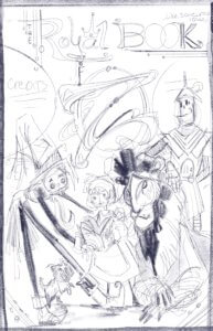 Sketches of the Tin Man, Scarecrow, and Cowardly Lion, and Dorothy