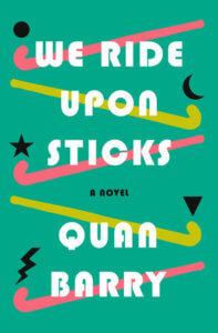 a book cover featuring hockey sticks and symbols including a star, lightning bolt, and crescent moon