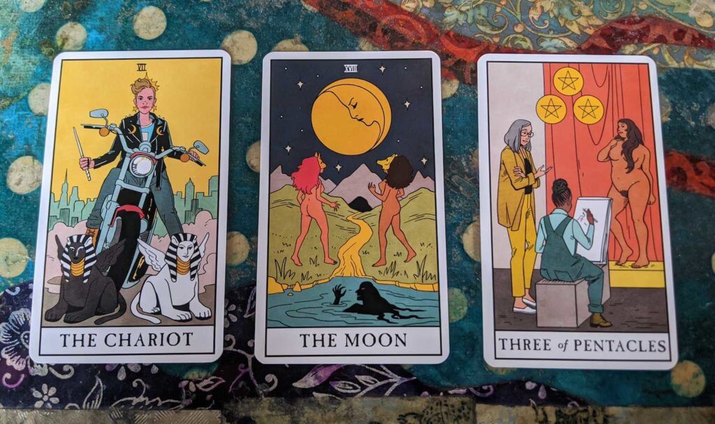 The Chariot, The Moon, & the Three of Pentacles - Lisa Sterle's Modern Witch Tarot