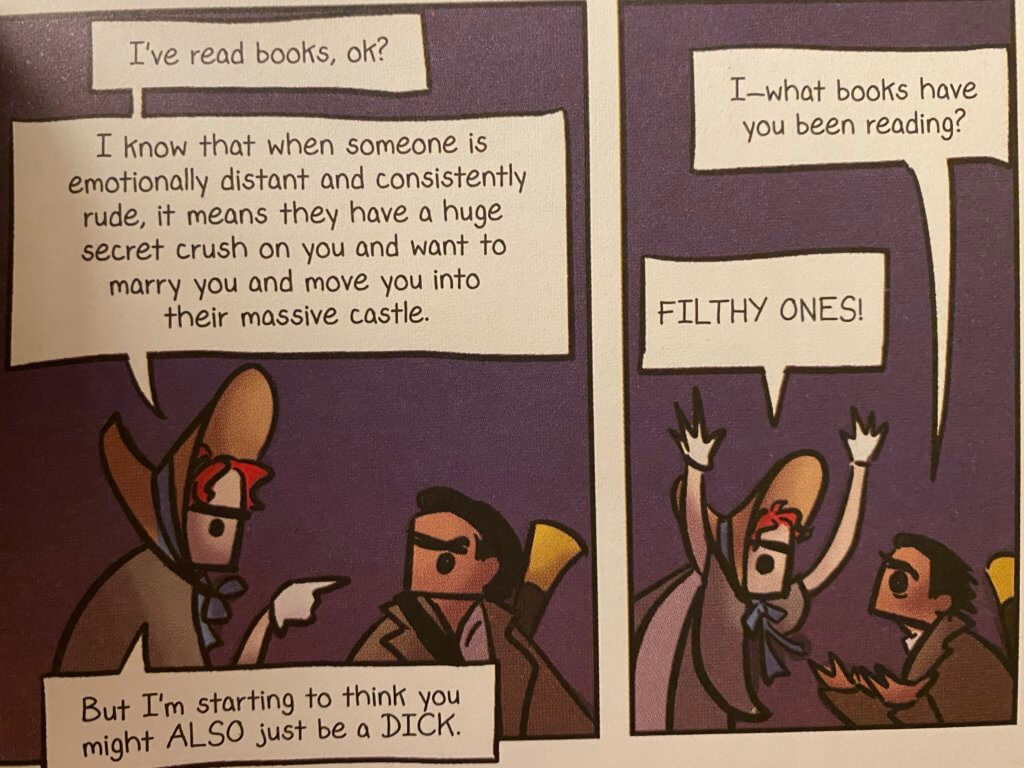 two figures argue in the panels from Bloodlust and Bonnets by Emily McGovern