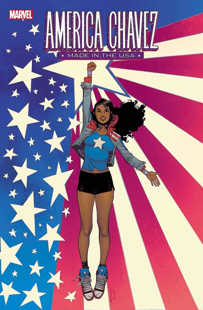 Cover reveal for America Chavez: Made In The USA, by Kalinda Vazquez and Carlos Gomez.