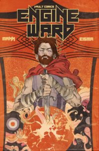 A man plunges a sword into a glowing orb