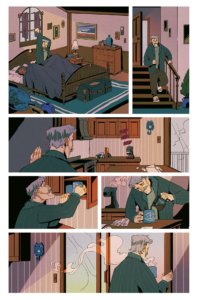 A man goes through his morning routine, getting his coffee ready