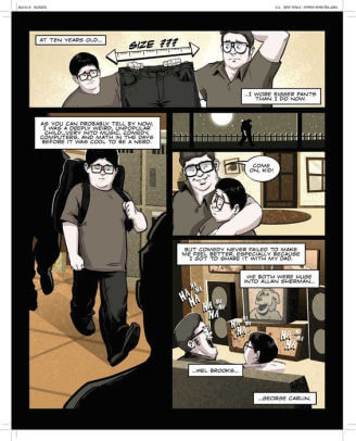 In sepia tones, a young Brian Wecht meets with his father and his childhood