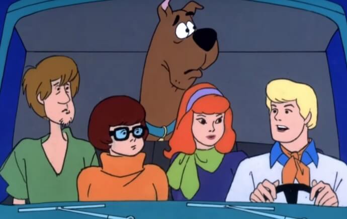 Shaggy, Velma, Scooby, Daphne, and Fred in the Mystery Machine, Scooby-Doo, Where are You!, 1969, Hanna-Barbera Productions, Warner Bros.
