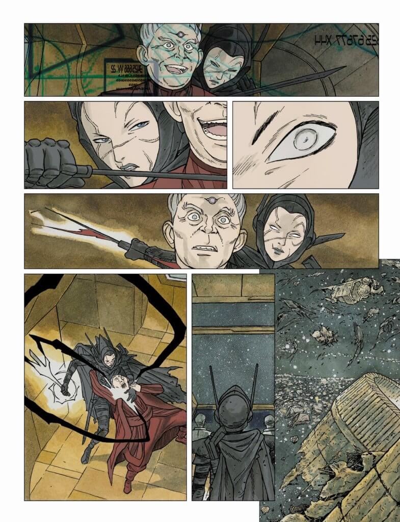 An assassin kills people on a spaceship