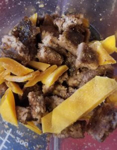 dried beef and mango in a food processor