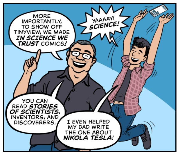 panel from what is tinyview where the creators talk about their science comics.