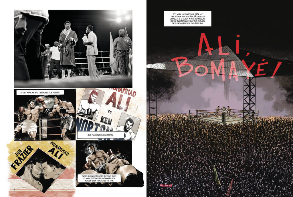 A preview page from the upcoming Muhammed Ali, Kinshasha, 1974 graphic novel