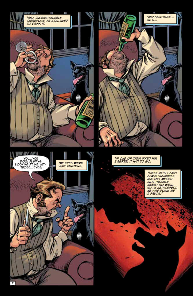Panels from Edgar Allan Poe's Snifter of Blood #1 (Ahoy Comics, October 2020)