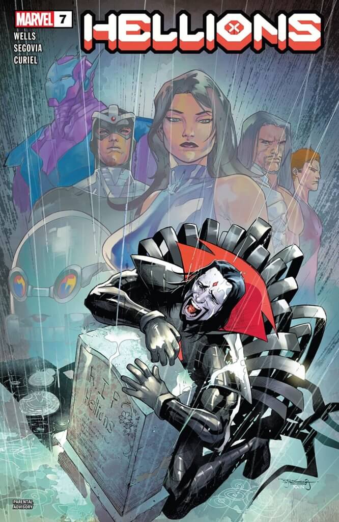 Mr Sinister crying over the dead Hellions on the Hellions #7 cover by Segovia