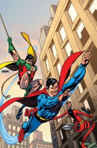 Superman, Robin and Elongated Man teaming up