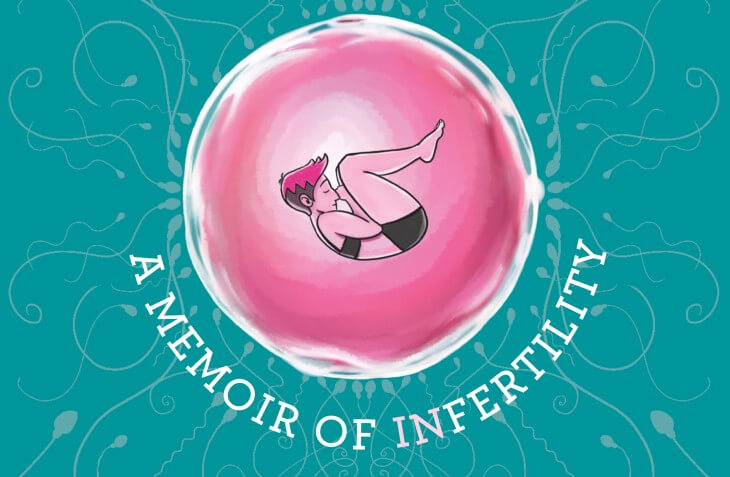 a person floats in the fetal position inside an embryo on the cover of Catalogue Baby: A Memoir of Infertility