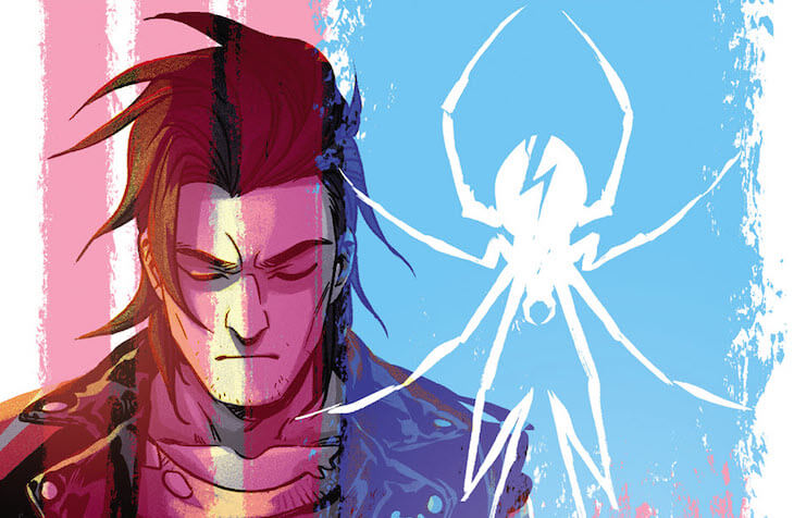 Mike Milligram, with the Killjoys logo, superimposed by an American Flag. From the Becky Cloonan variant cover.