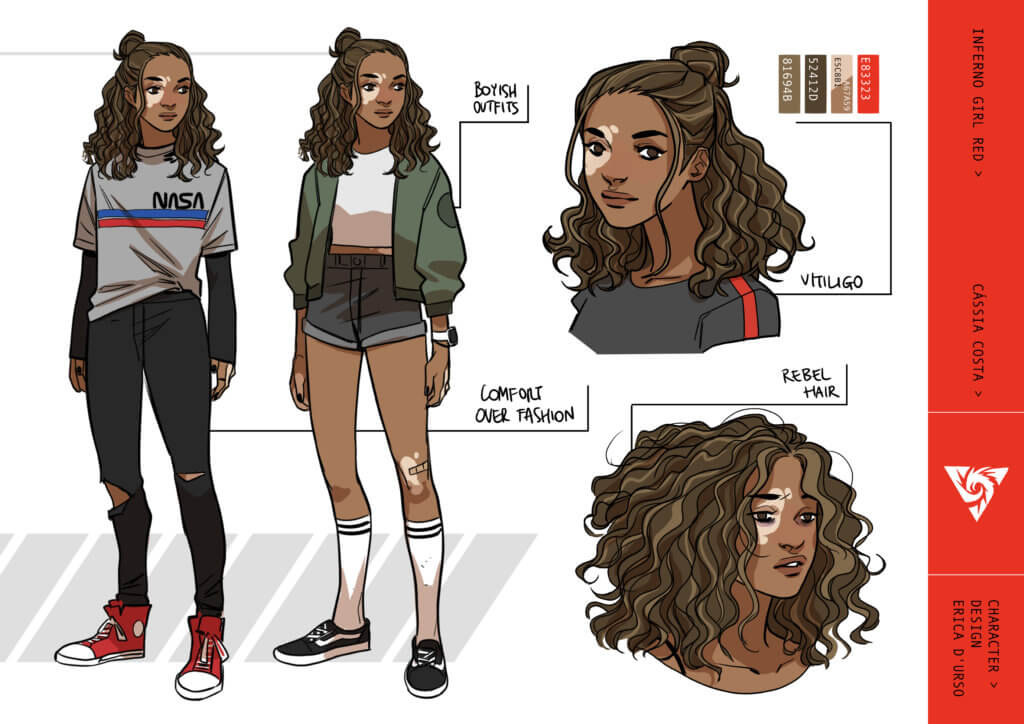 Character designs by Erica D'Urso for Inferno Girl Red
