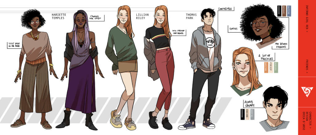 Character designs by Erica D'Urso for Inferno Girl Red